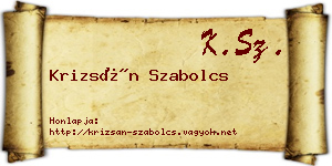 Krizsán Szabolcs névjegykártya